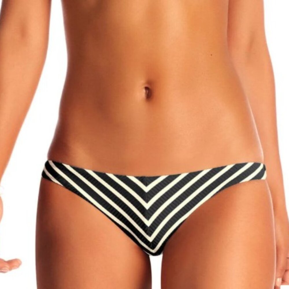 Vitamin A Carmen Bikini Bottom in Black Marin Stripe